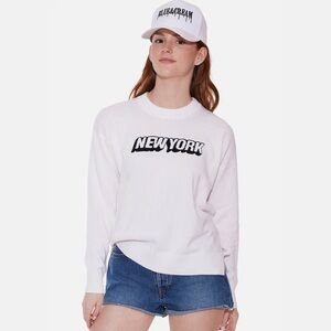 Blue & Cream - New York Cotton Crewneck - White